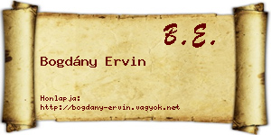 Bogdány Ervin névjegykártya
