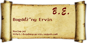Bogdány Ervin névjegykártya